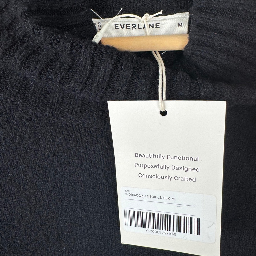 Everlane Black Knit Sweater Dress Long Sleeve Turtleneck Casual Womens Size M - Picture 5 of 13